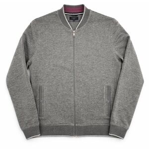Ted Baker London Men's Coat Bomber Jacket Size 4 (Large) Light Coat Gray
